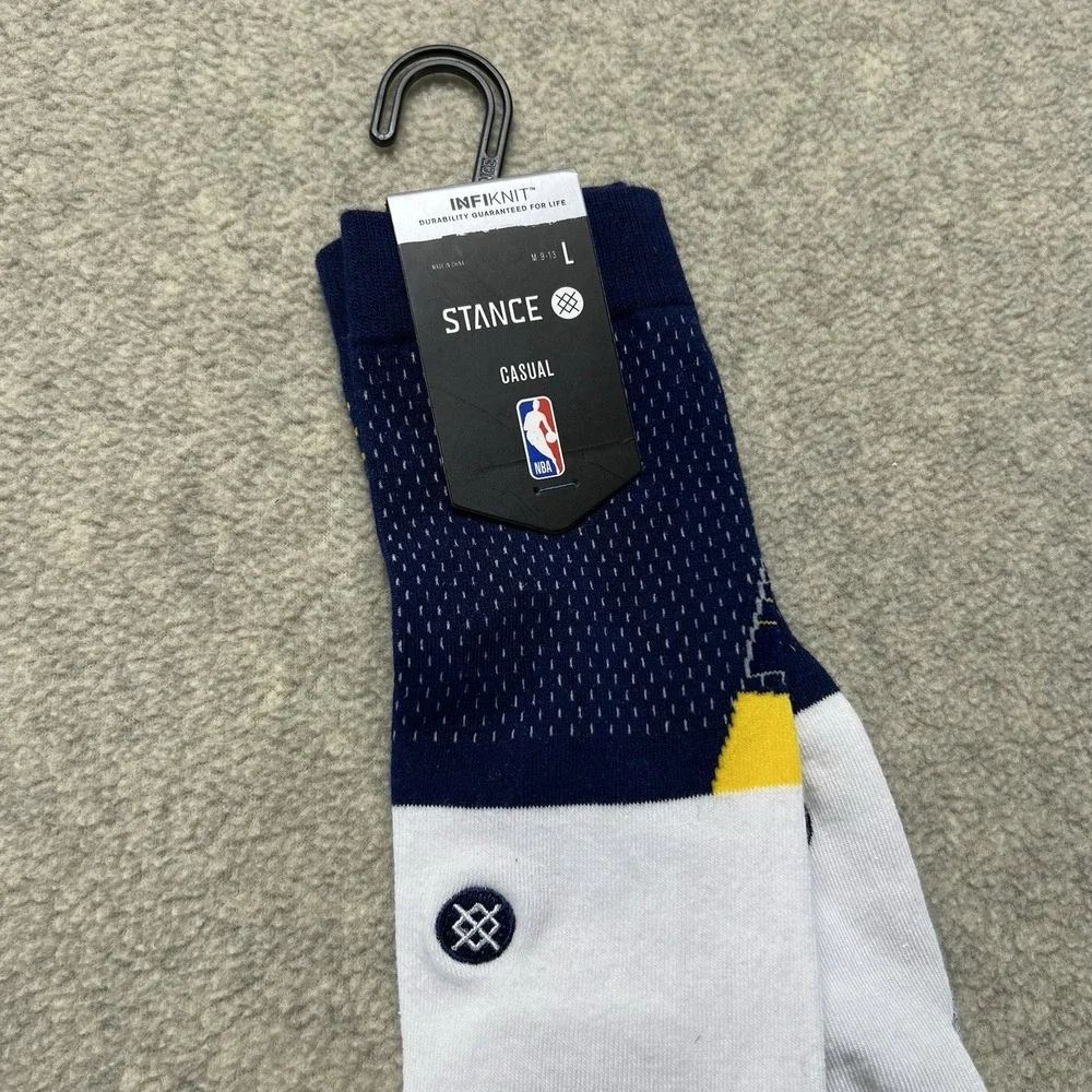 Stance Indiana Pacers Shortcut 2 Crew Socks Size Large NBA Casual‎ Infiknit NWT